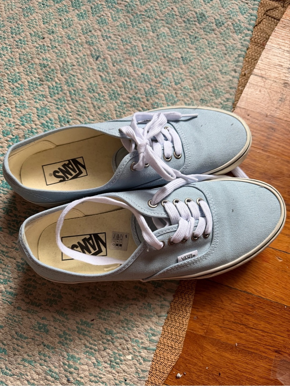 Vans Low-Top Canvas Sneakers in Light Blue and White